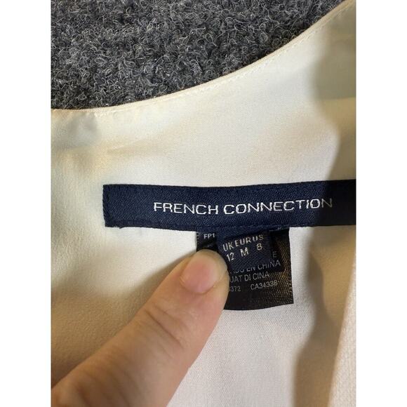 French Connection Whisper Ruffle V-Neck Mini Dress‎ Size M/8 White - Picture 4 of 8